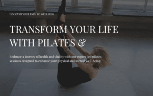 Woman performing a Pilates roll-up on a mat in a bright studio, demonstrating core strength, flexibility, and mindful movement.